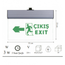 Cata Exit Çıkış Armatürü Ledli 4 saat Akülü 9173